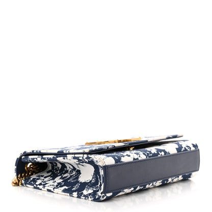 Saint Laurent Canvas Small Monogram Hibiscus Print Kate Satchel Blue 4 of 10