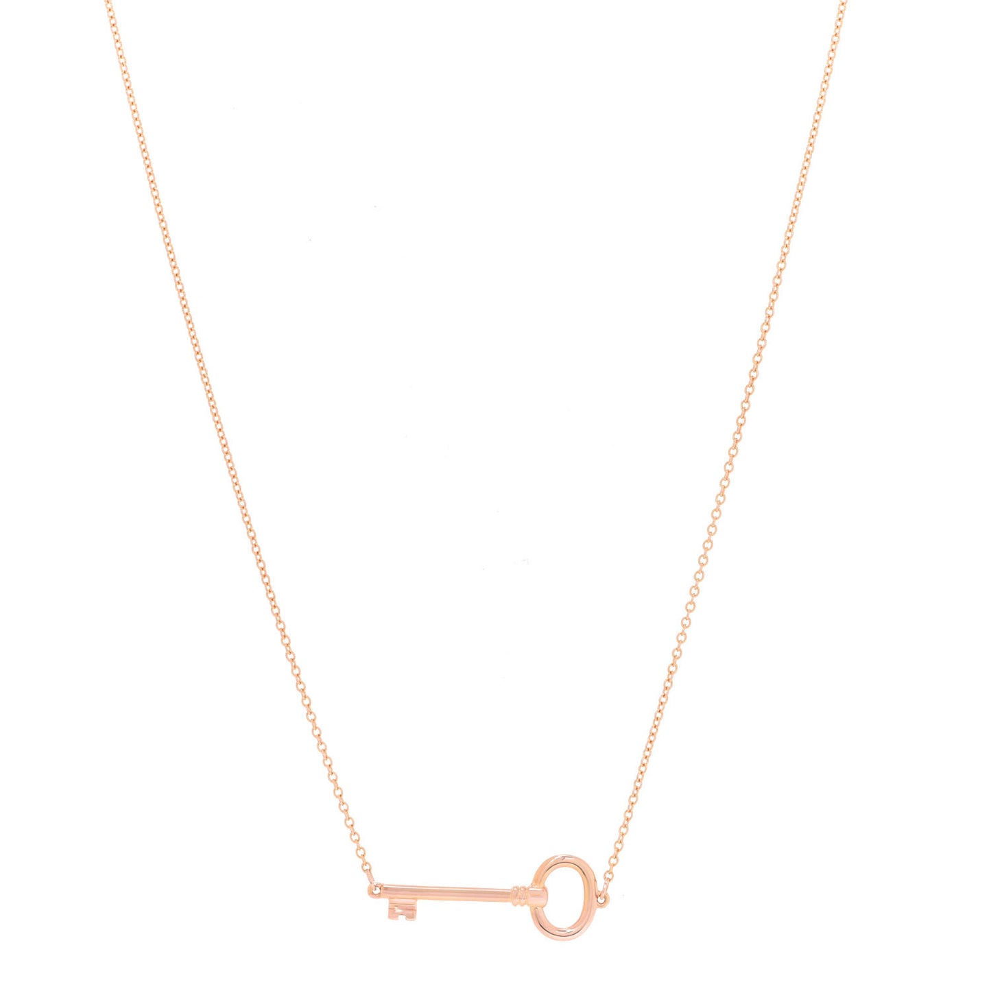 18K Rose Gold Small Oval Key Station Pendant Necklace