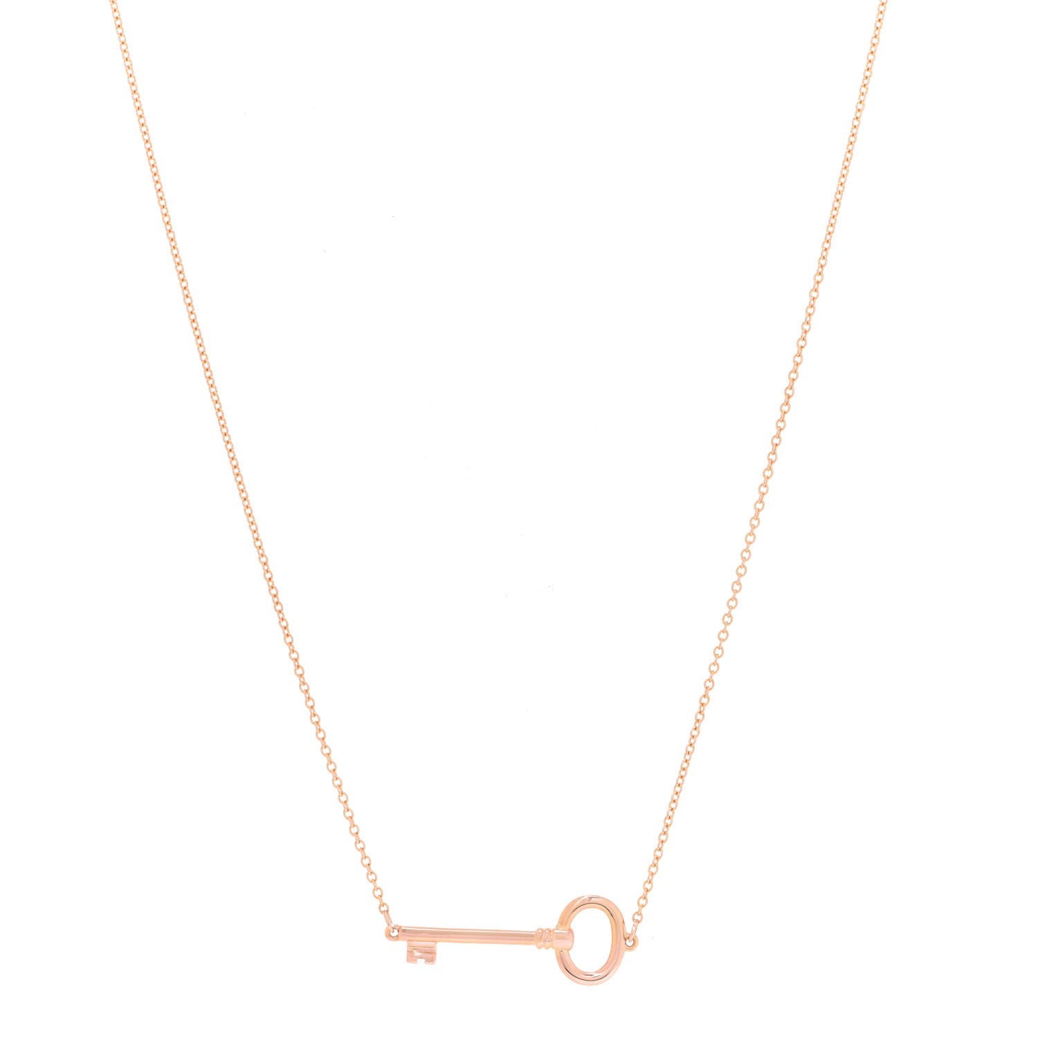 Tiffany 18K Rose Gold Small Oval Key Station Pendant Necklace 1 of 10