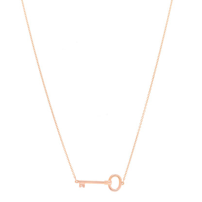Tiffany 18K Rose Gold Small Oval Key Station Pendant Necklace 1 of 10