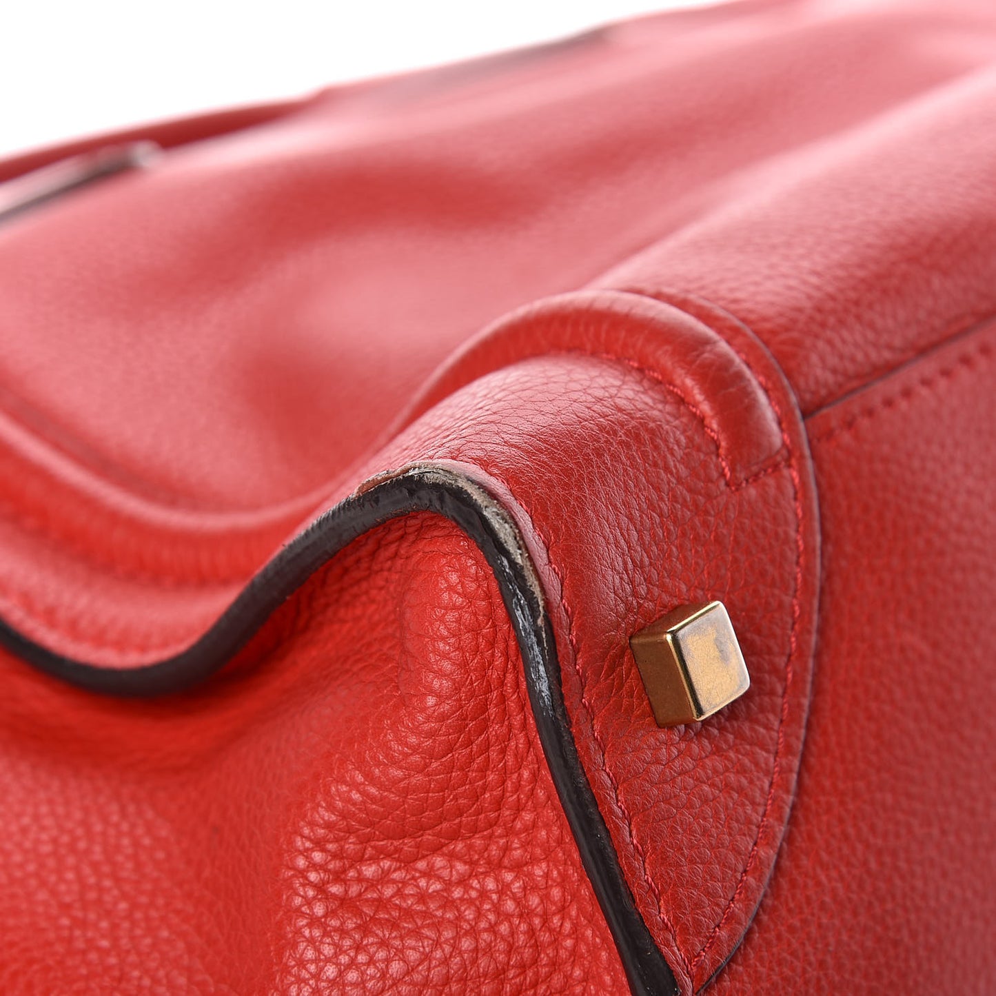 Drummed Calfskin Mini Luggage Red