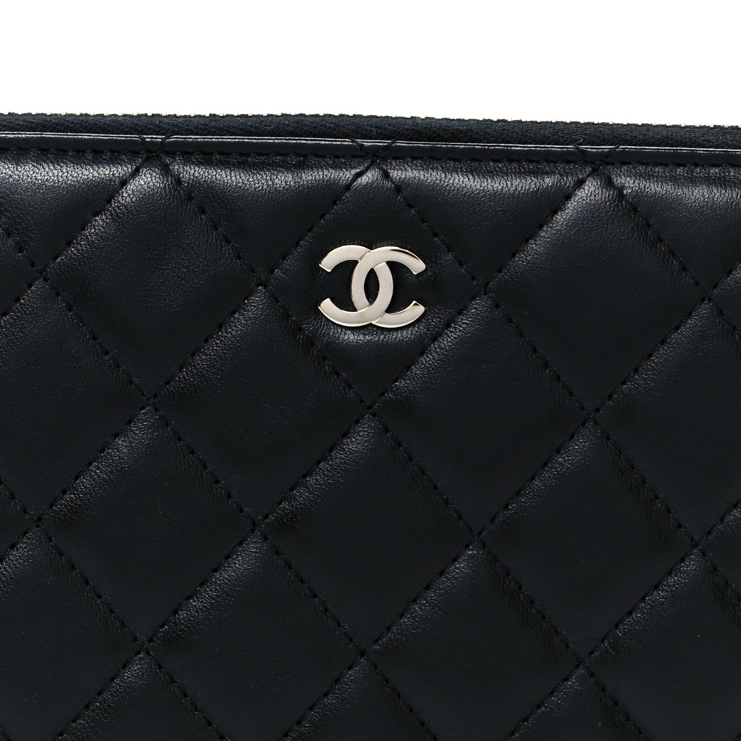 Chanel Lambskin Quilted Large Gusset Zip Around Wallet Black 17 of 18