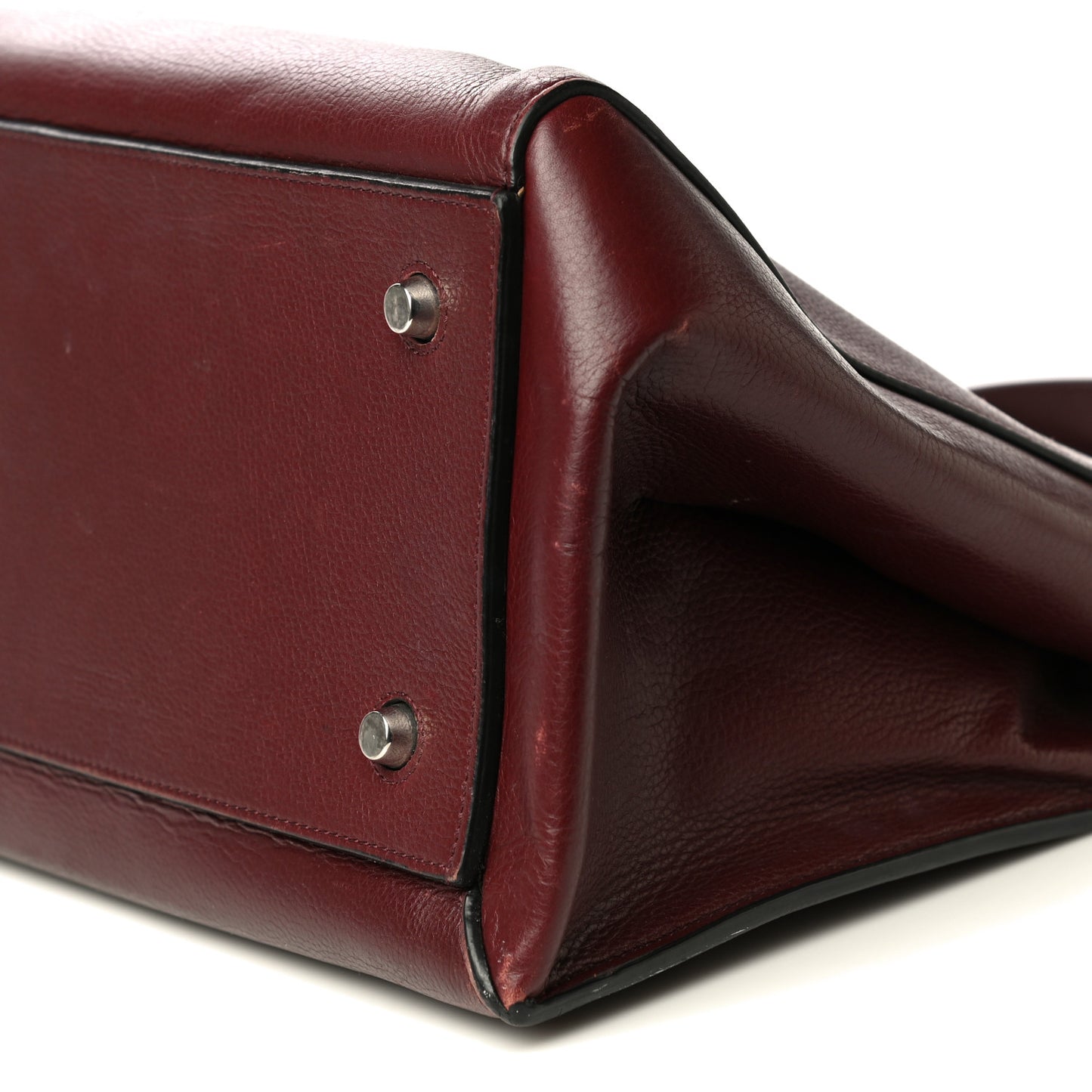 Drummed Calfskin Large Edge Shoulder Bag Burgundy