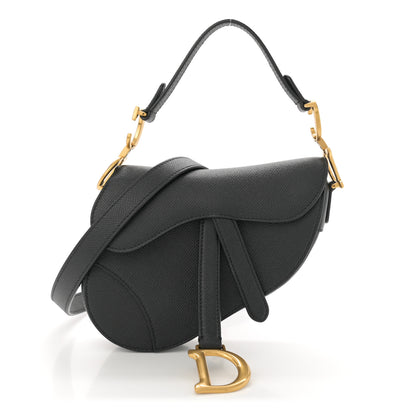 Christian Dior Grained Calfskin Mini Saddle Bag With Strap Black 1 of 11