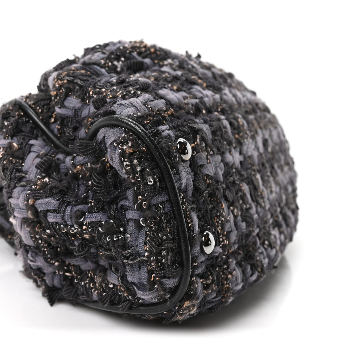 Chanel Tweed Paris NY Framed Pleated Pouch Grey 9 of 10
