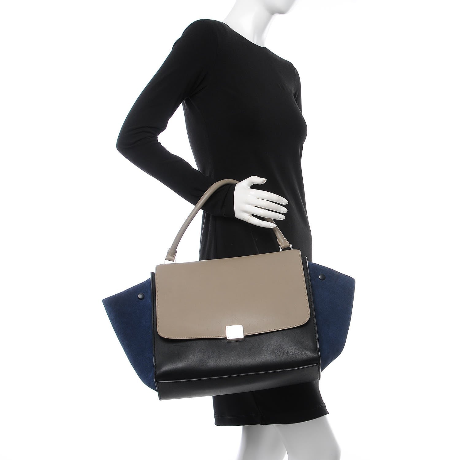 Celine Smooth Calfskin Suede Large Tri-Color Trapeze Dune 2 of 11