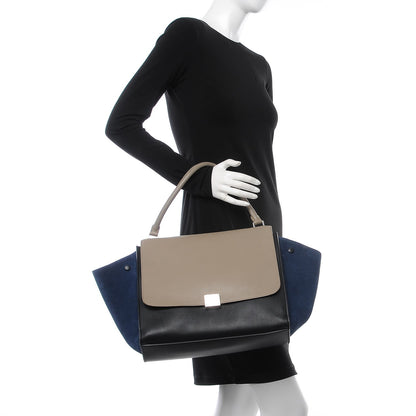 Celine Smooth Calfskin Suede Large Tri-Color Trapeze Dune 2 of 11