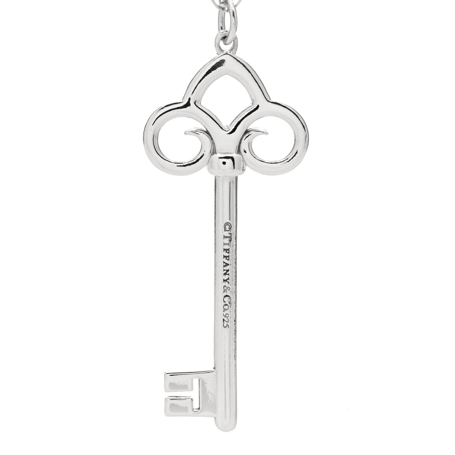 Sterling Silver Fleur De Lis Key Pendant Necklace