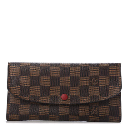 Louis Vuitton Damier Ebene Emilie Wallet Red 1 of 7