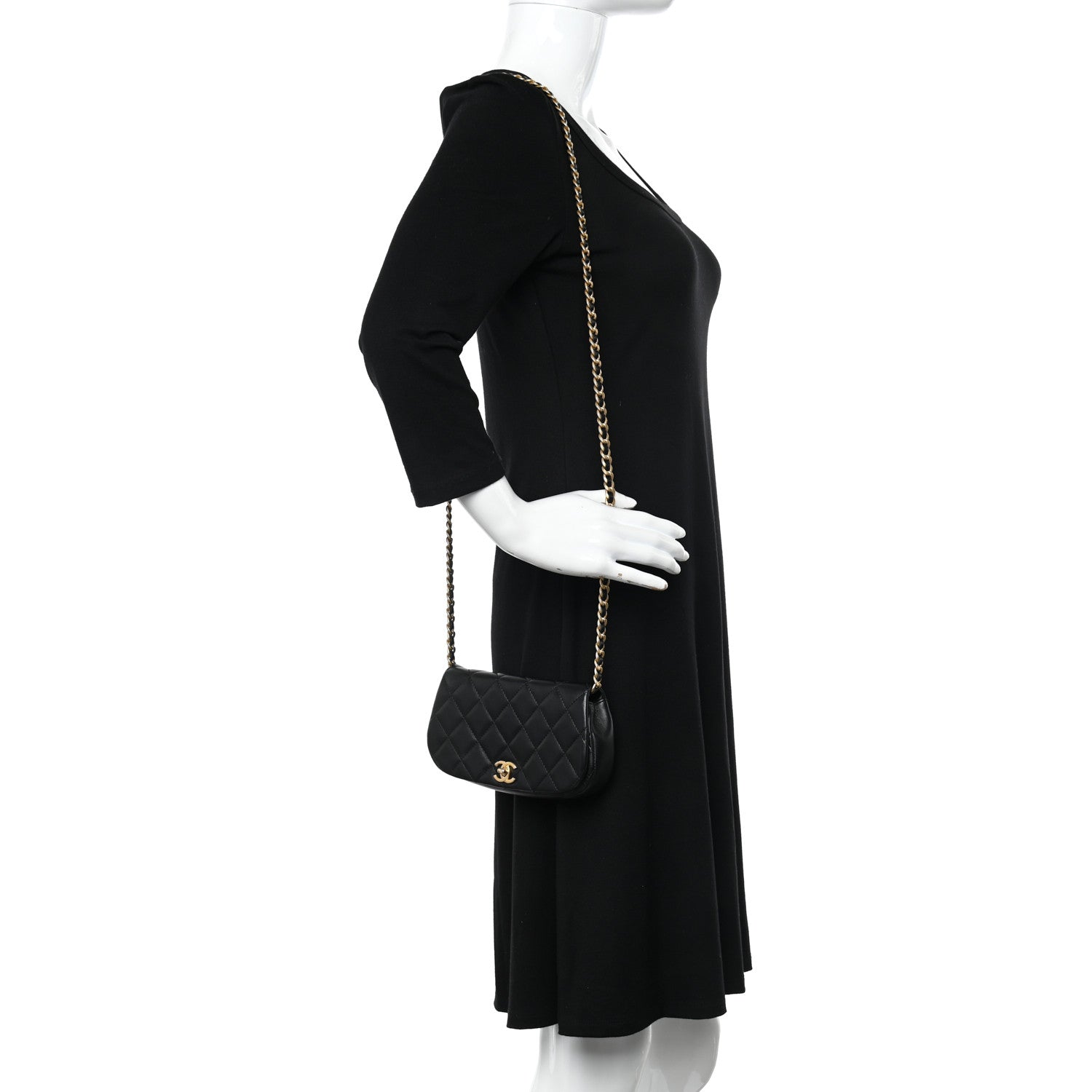 Chanel Calfskin Quilted Coco Mail Clutch With Chain Black 2 of 12