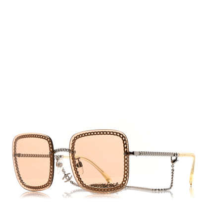 Chanel Metal Removable Chain Square Sunglasses 4244 Light Brown 1 of 7