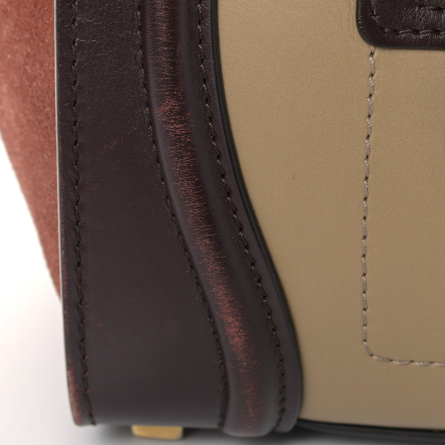 Smooth Calfskin Suede Micro Tri-Color Luggage Beige