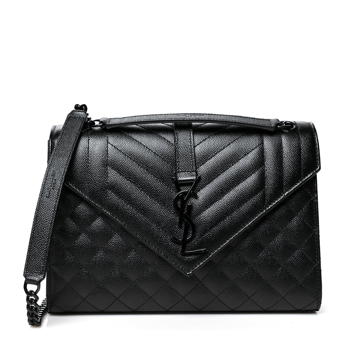 Grain De Poudre Textured Mixed Matelasse Triquilt Medium Monogram Satchel Black