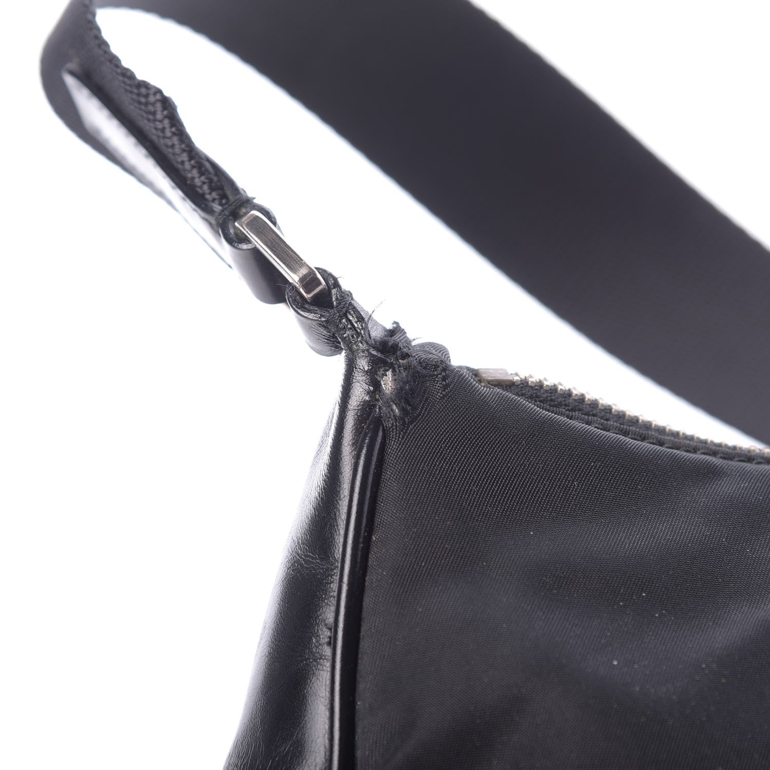 Prada Tessuto Nylon Soft Calfskin Shoulder Bag Black 11 of 14