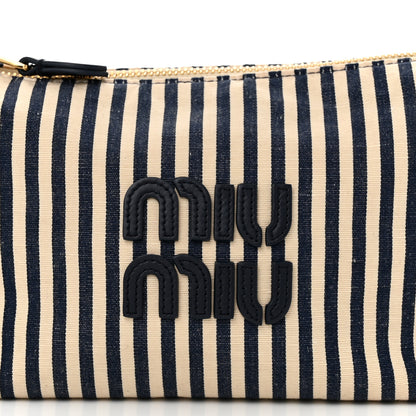 Miu Miu Jacqaurd Striped Pouch Beige Baltic Blue 8 of 10
