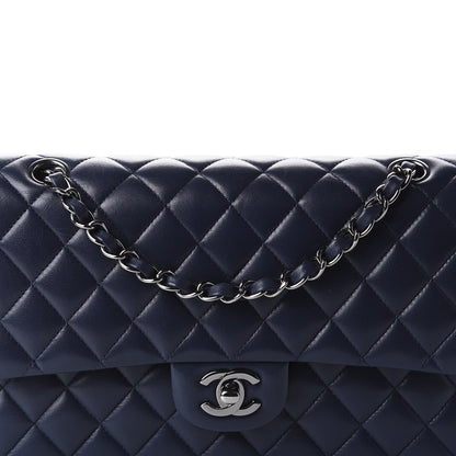Chanel Lambskin Quilted Medium Double Flap Dark Blue 11 of 12