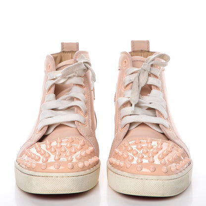 Christian Louboutin Patent Calfskin Lou Spikes Flat Sneakers 38 Poudre 2 of 28