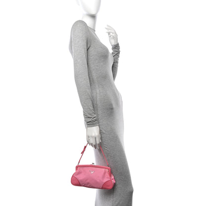 Prada Tessuto Nylon Saffiano Kisslock Shoulder Bag Rosa 2 of 17