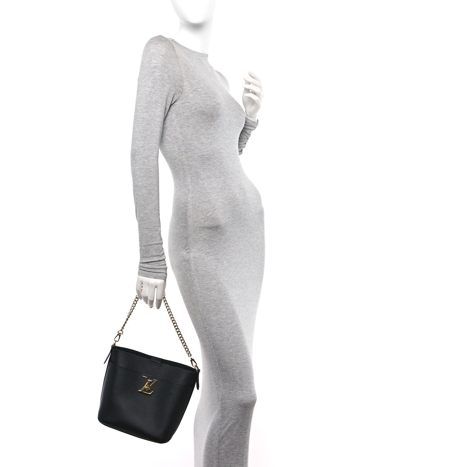 Louis Vuitton Calfskin Lock and Walk Bucket Black 2 of 11