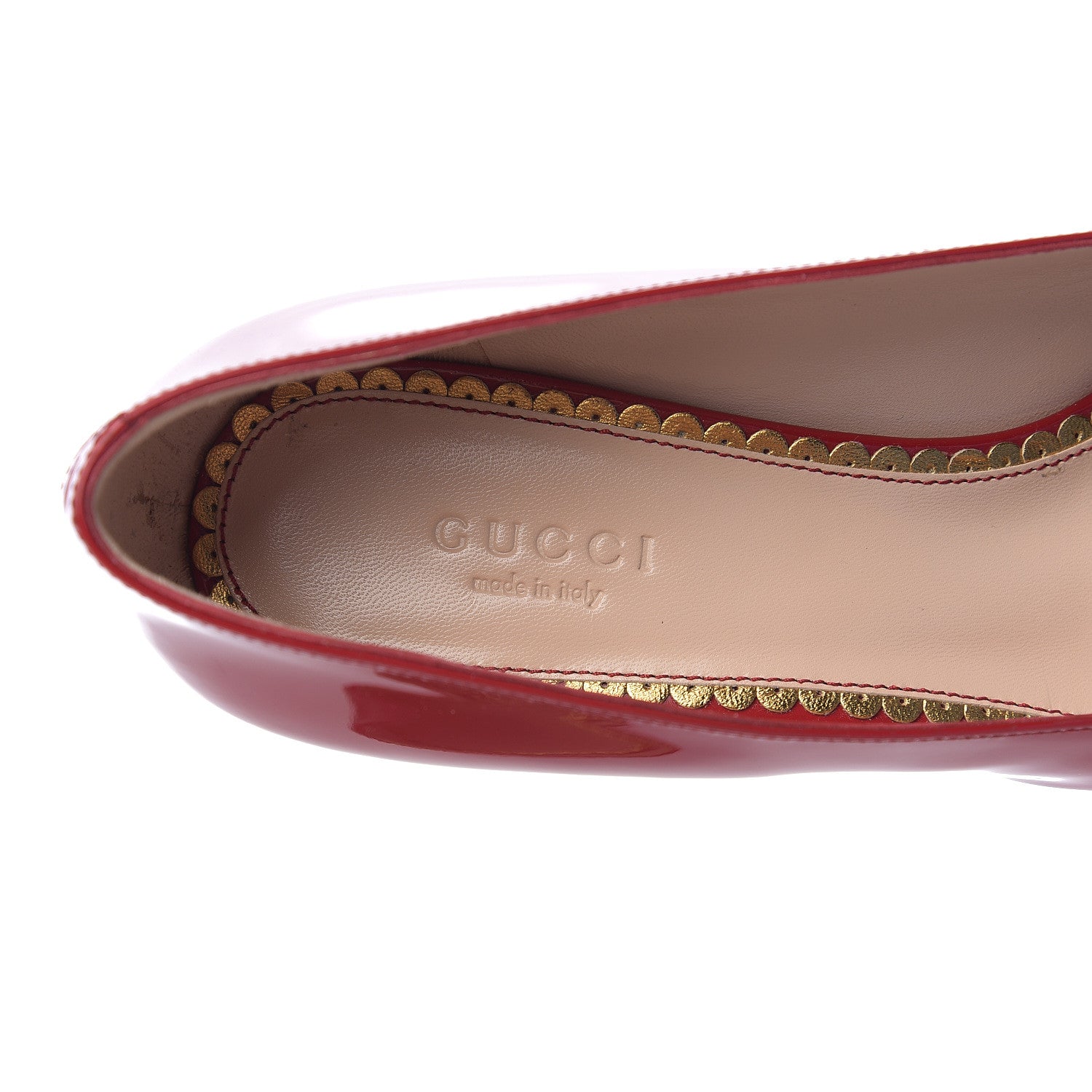Gucci Patent Pearl Embellished Mary Jane Pumps 36.5 Red 5 of 9