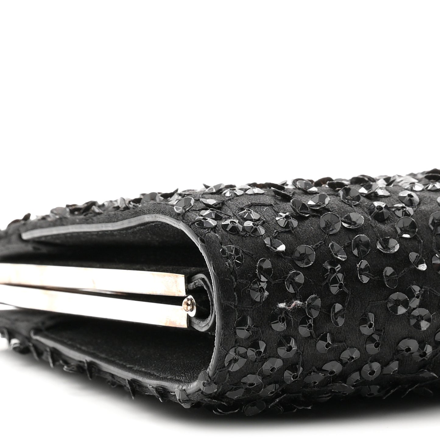 Satin Sequin Kameron Clutch Black