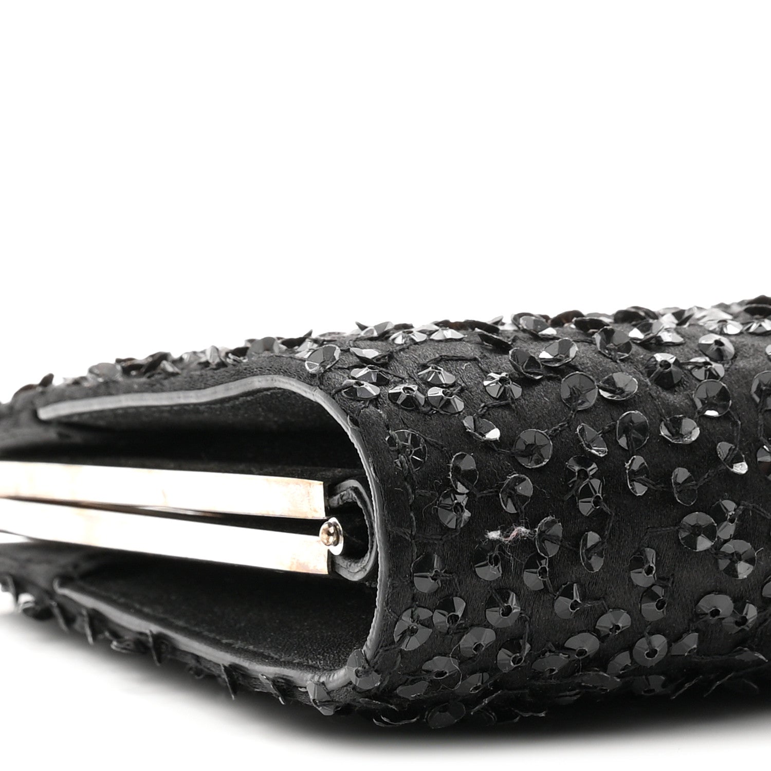 Salvatore Ferragamo Satin Sequin Kameron Clutch Black 9 of 11