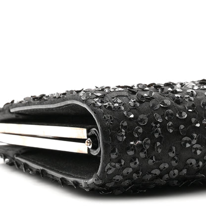 Salvatore Ferragamo Satin Sequin Kameron Clutch Black 9 of 11