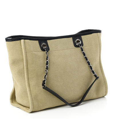 Chanel Canvas Small Deauville Tote Beige Black 3 of 10
