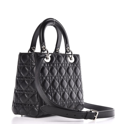 Christian Dior Lambskin Cannage Medium Lady Dior Black 3 of 13
