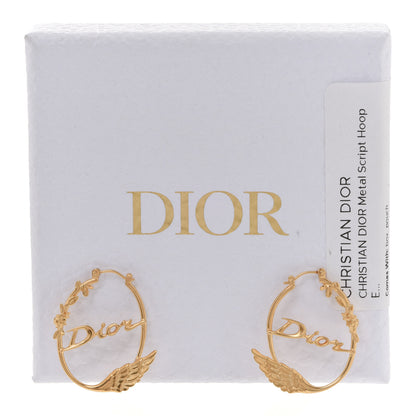 Christian Dior Metal Script Hoop Earrings Gold 5 of 5