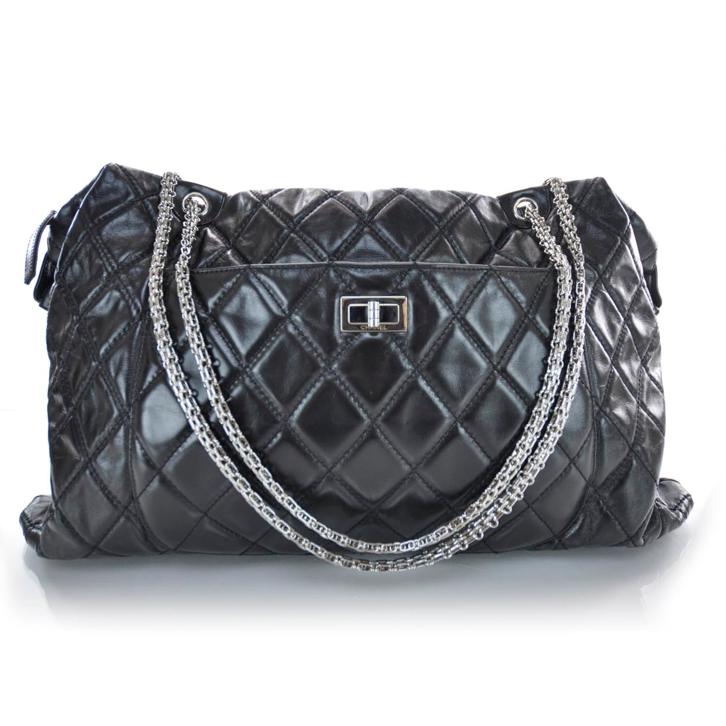 Leather Quilted Surpique Carryall Black