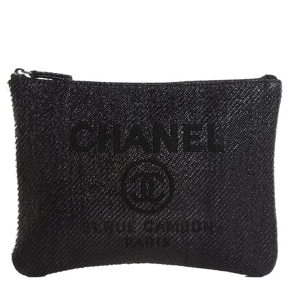 Chanel Canvas Small Deauville Pouch Black 1 of 7
