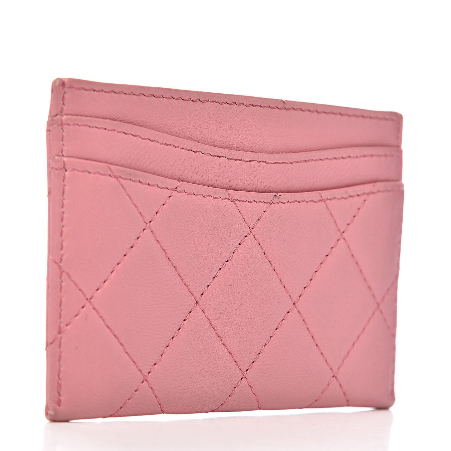 Lambskin Quilted Card Holder Pink