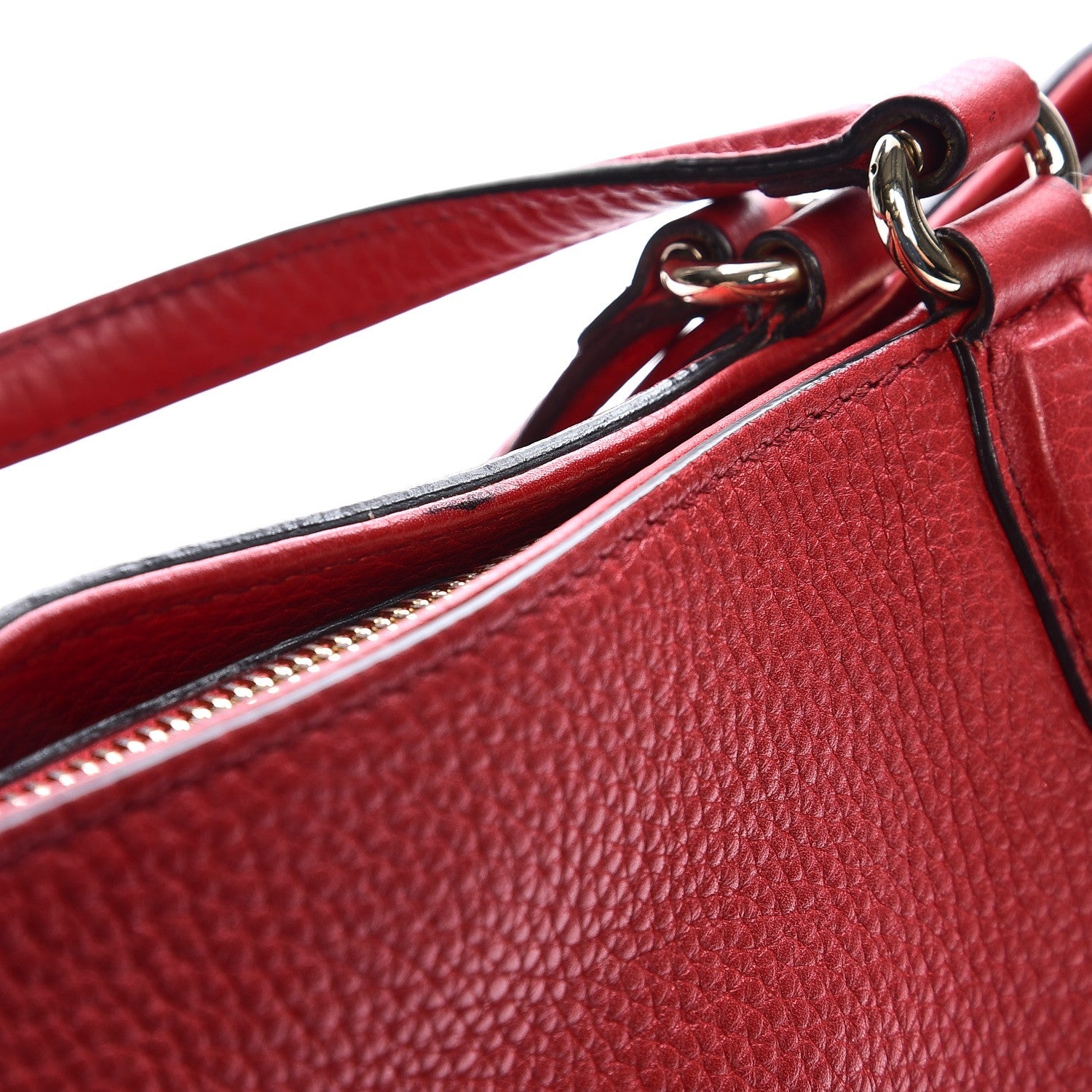 Gucci Pebbled Calfskin Small Soho Top Handle Bag Red 12 of 17