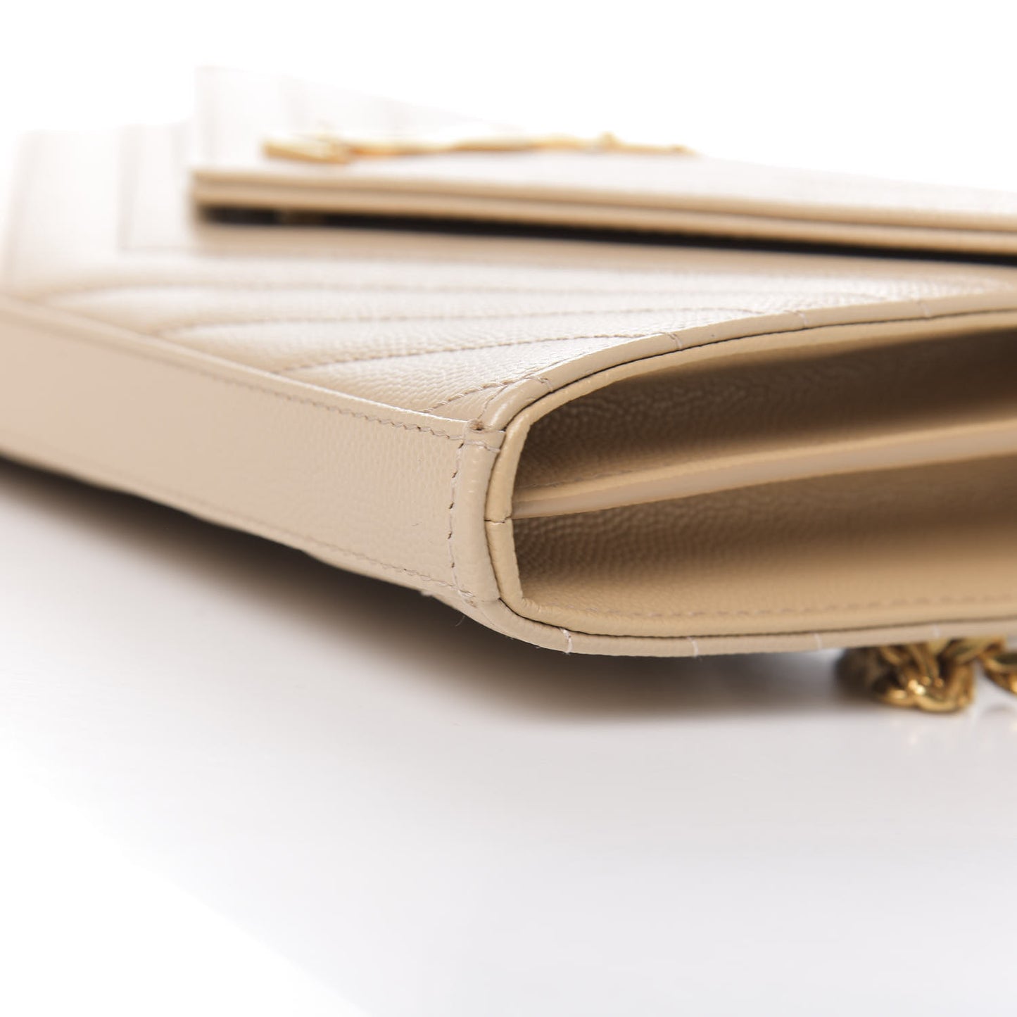 Grain De Poudre Matelasse Chevron Monogram Chain Wallet Nude Powder