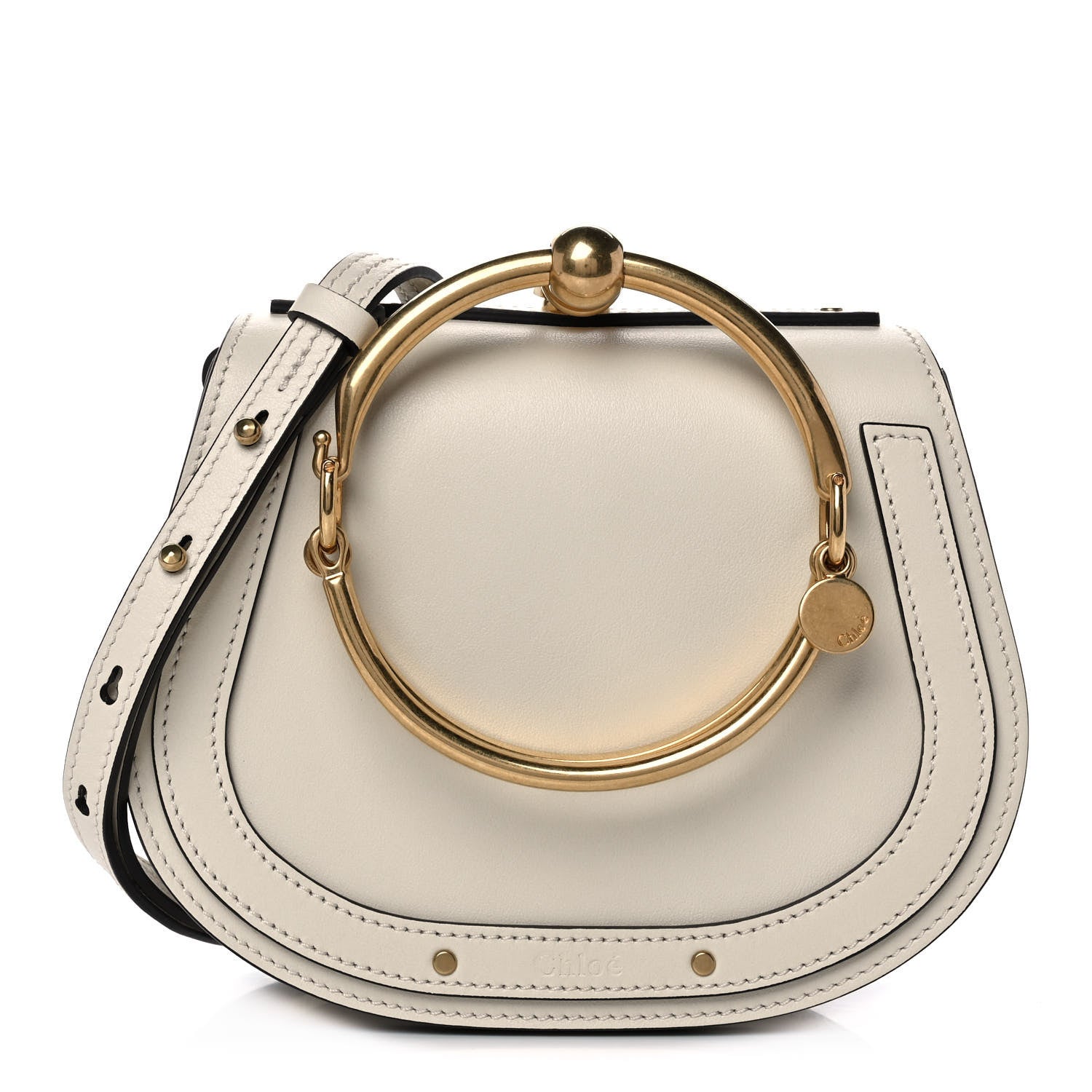 Chloe Calfskin Suede Small Nile Bracelet Bag Off White 1 of 12