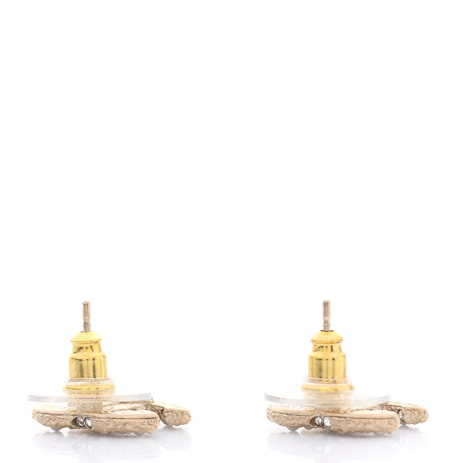 Chanel Pearl Crystal CC Earrings Light Gold 3 of 5