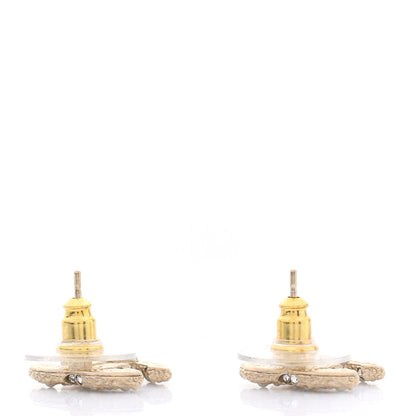Chanel Pearl Crystal CC Earrings Light Gold 3 of 5