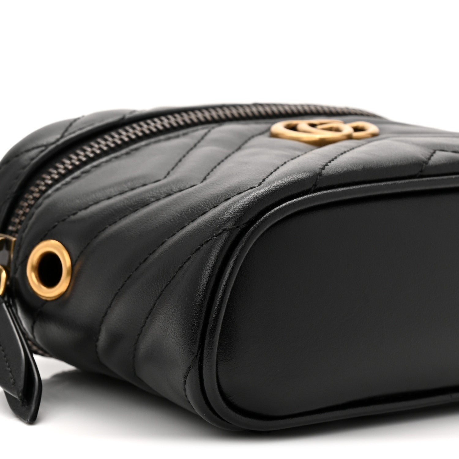 Gucci Calfskin Matelasse Chevron Mini GG Marmont Top Handle Bag Black 8 of 10