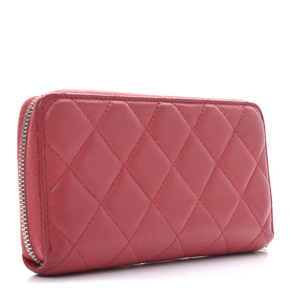 Chanel Lambskin Quilted Small Zip Around Wallet Pink 3 of 8