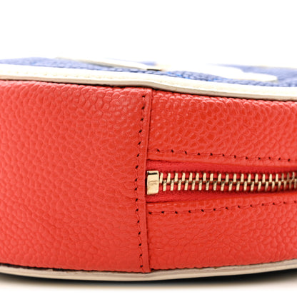 Chanel Caviar Quilted Round Filigree Crossbody Blue White Red 10 of 12