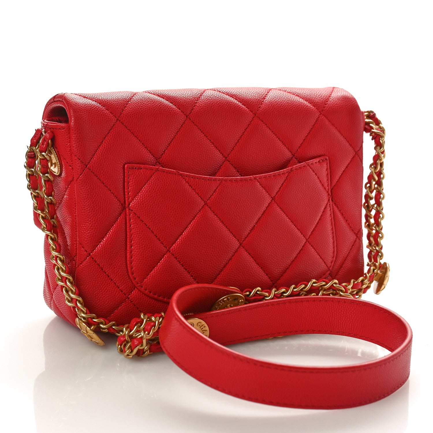 Chanel Caviar Quilted Small Twist Your Buttons Flap Red 3 of 9