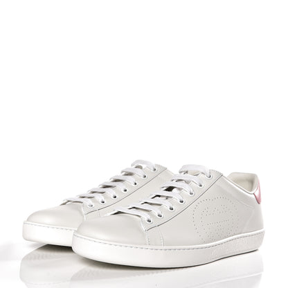 Gucci Calfskin Interlocking G Perforated Womens Ace Sneakers 39.5 White Wild Rose 3 of 11