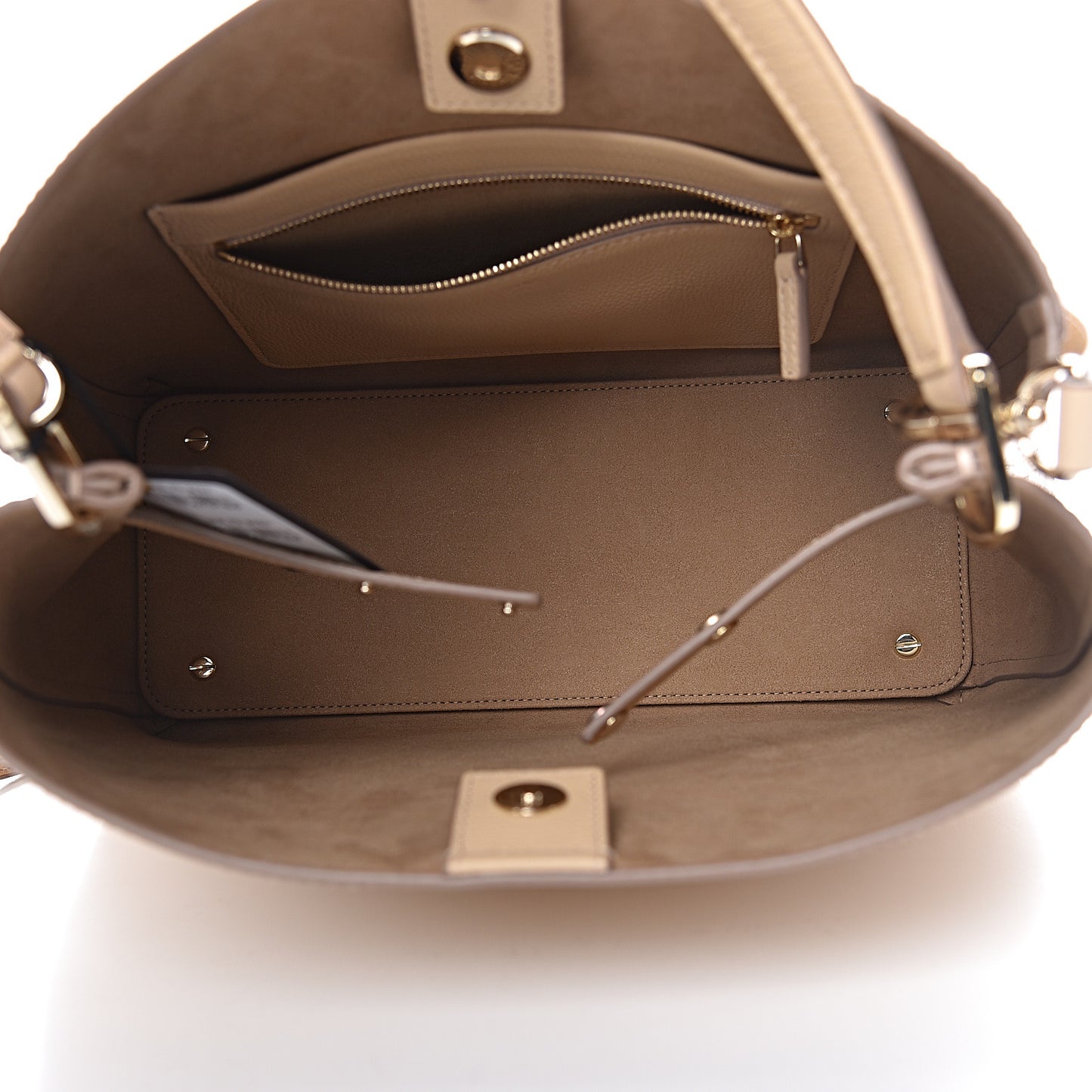 Grained Calfskin Visetos Medium Sarah Hobo Latte Beige