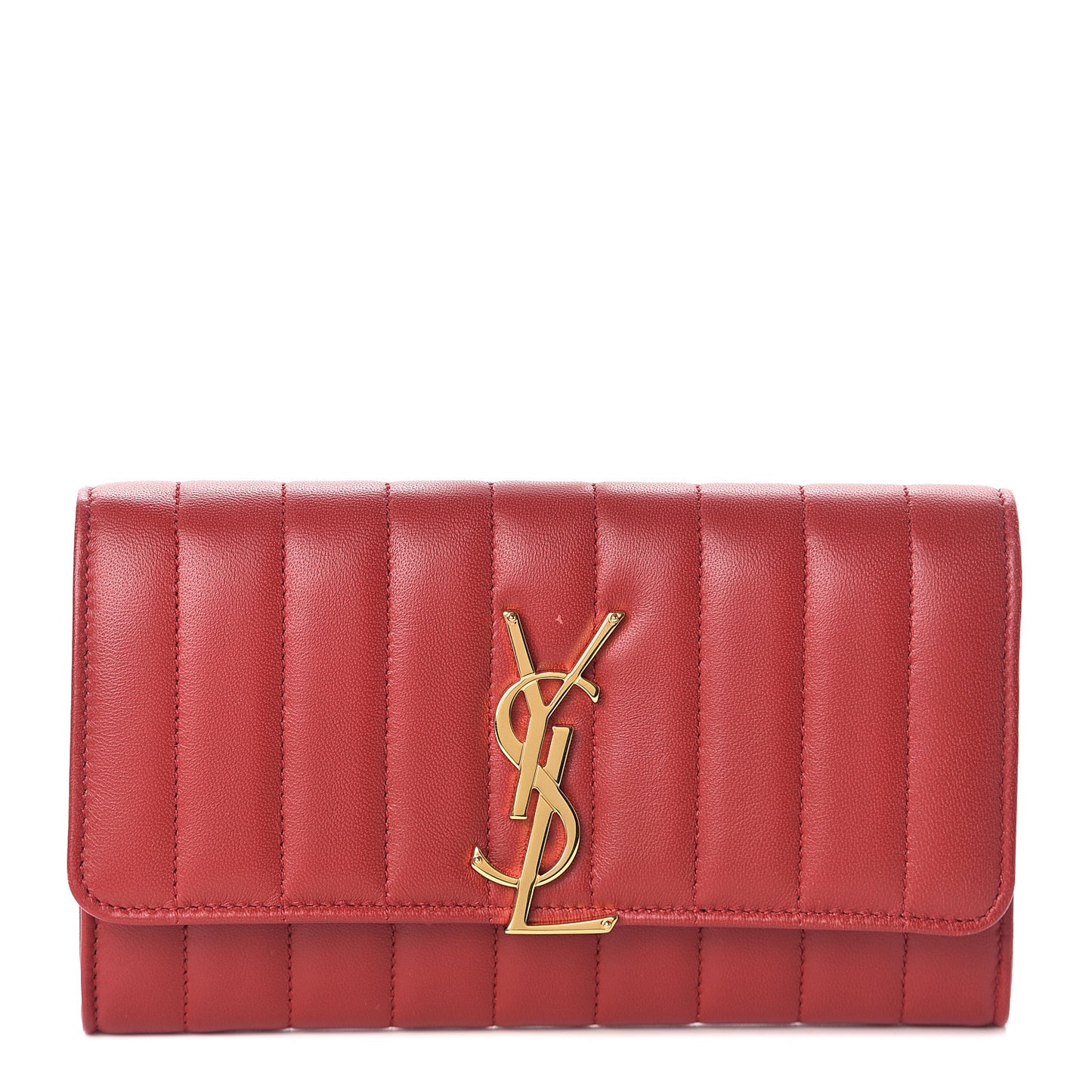 Lambskin Matelasse Monogram Large Vicky Continental Wallet Rouge Eros