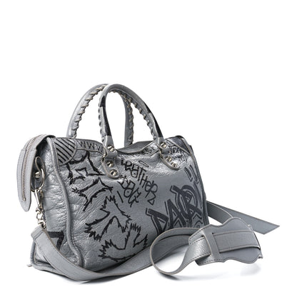 Balenciaga Agneau Arena Graffiti All Over Classic Silver Hardware S City Balenciaga Grey Black 4 of 12