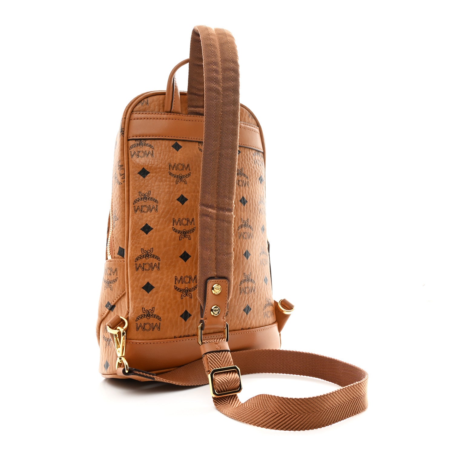 MCM Visetos Klassik Small Sling Bag Cognac 5 of 19