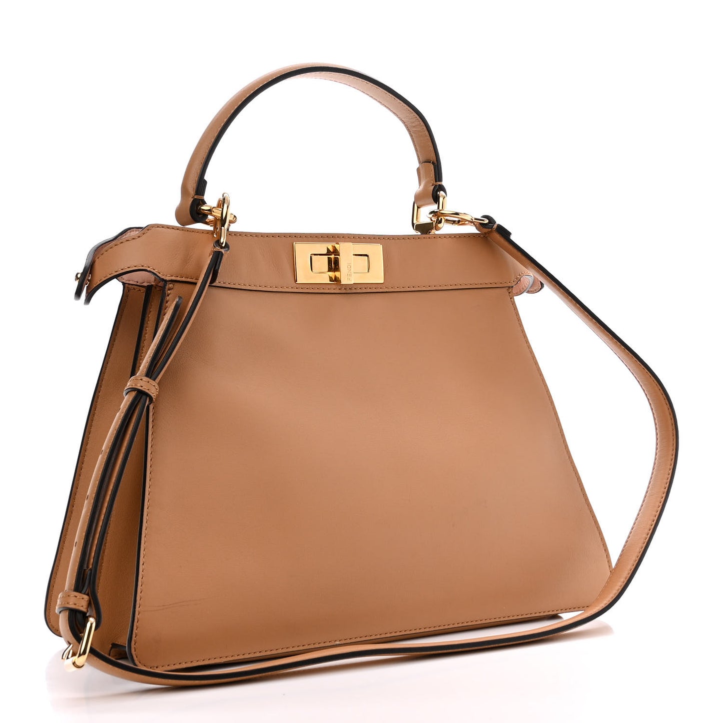 Vitello Seta Shiny Nappa Medium Peekaboo I SEE U Satchel Miele Scuro Light Rose