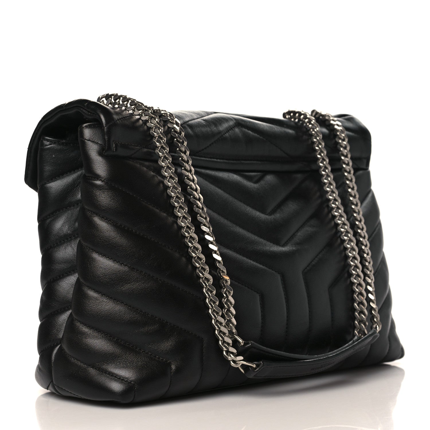 Saint Laurent Calfskin Y Quilted Monogram Medium Loulou Chain Satchel Black 3 of 11