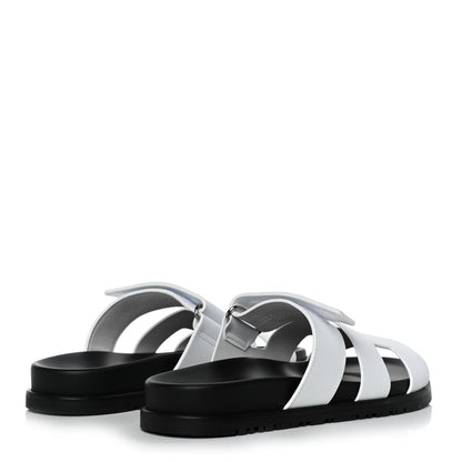 Hermes Calfskin Womens Chypre Sandals 37 White 4 of 10